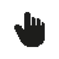Pixelated Hand Cursor Icon. Digital Navigation And User Interface Interaction Symbol. Retro Computer Pointer Design. Isolated Illustration vector