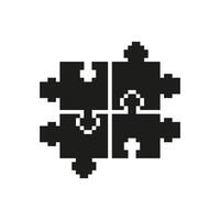 Four Interlocking Puzzle Pieces Pixel Art Icon. Teamwork, Collaboration, And Problem-Solving Symbol. Unity And Integration Concept. Isolated Illustration vector