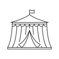 Circus Tent Line Icon. Entertainment Venue, Festival, And Event Space Outline Symbol. Big Top Structure For Performances And Gatherings. Editable Stroke. Isolated Illustration vector