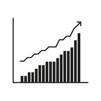 Bar Chart With Upward Arrow Solid Icon. Business Growth, Financial Success, And Economic Progress Silhouette Symbol. Data Analysis And Performance Tracking. Isolated Illustration vector