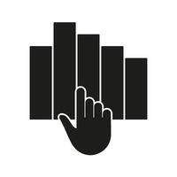 Hand Interacting With Bar Chart Solid Icon. Data Analysis, Interactive Visualization, And Business Analytics Silhouette Symbol. User Engagement In Statistics. Isolated Illustration vector