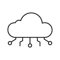 Cloud Computing Network Icon. Data Storage, Connectivity, And Digital Infrastructure Outline Symbol. Cloud Technology And Internet Services. Editable Stroke. Isolated Illustration vector
