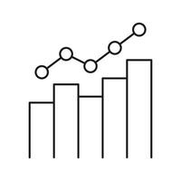 Bar Chart With Line Graph Icon. Data Analysis, Financial Growth, And Business Performance Tracking Outline Symbol. Statistical Visualization. Editable Stroke. Isolated Illustration vector