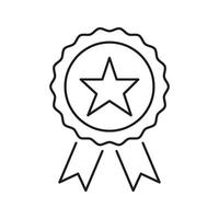 Award Ribbon With Star Line Icon. Achievement, Excellence, And Recognition Outline Symbol. Merit Badge, Honor, And Quality Assurance. Editable Stroke. Isolated Illustration vector