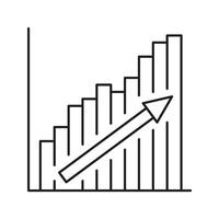 Bar Chart With Upward Arrow Line Icon. Business Growth, Financial Success, And Performance Improvement Outline Symbol. Economic Progress. Editable Stroke. Isolated Illustration vector