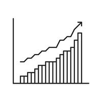 Bar Chart With Upward Arrow Line Icon. Financial Growth, Business Success, And Data Analysis Outline Symbol. Economic Progress And Performance Tracking. Editable Stroke. Isolated Illustration vector