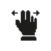 Pixelated Hand Cursor Icon. Symbol of Interaction, Navigation, and Control. Retro Gaming And User Interface Design. Isolated Illustration vector