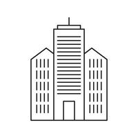 Skyscraper Building Line Icon. Urban Architecture And Cityscape Outline Symbol. Modern Office Towers And Business Center Representation. Editable Stroke. Isolated Illustration vector