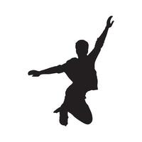 Silhouette of a male dancer in a dynamic action pose, showcasing a slim man vector