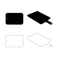 Comprehensive Set of Cutting Board Silhouette and Outline Icons for Cooking and Kitchen Use Modern Flat Style Design Isolated on White Background for Web, Mobile, and Print Applications vector