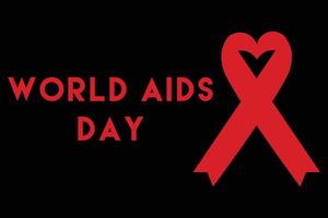 World AIDS Day Banner Design with Red Ribbon Isolated on Black Background vector