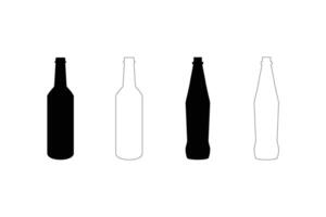Beer and Wine Bottle Silhouette and Outline Collection for Bar Pub UI and Logo Design vector