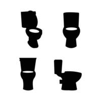 Toilet Bowl Silhouette Icon Set Black Design Isolated on White Background for Bathroom and Sanitary Projects vector