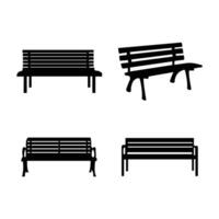Park Bench Silhouette Icon Set Illustration for Web Design App UI and Logo Isolated on White Background vector