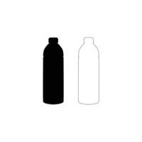 Silhouette and Outline Set of Beer and Wine Bottles for Bar and Pub Logo Design vector