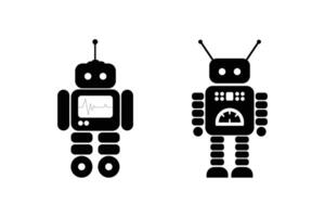 Friendly Humanoid Robot Icon Set Cheerful Smiling Androids in Flat Childish Style Illustration on Transparent Background vector