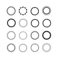 Elegant Collection of Black and White Circular Laurel Wreath Silhouettes Versatile Design Element Set vector
