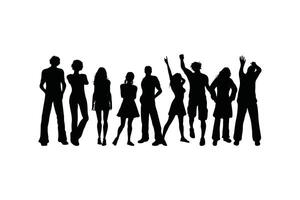 Extensive Silhouette Collection of Crowds of People in Diverse Poses and Groupings Representing Unity, Events, and Social Gatherings Perfect for Community, Festival, and Public Occasion Designs vector