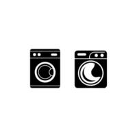 Complete Washing Machine Icon and Silhouette Collection Modern Appliance Design Set for Web and Print on White Background vector