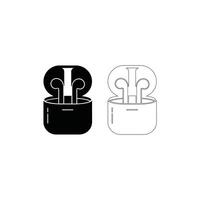 Wireless Earphones Icon Set Collection of Silhouettes and Outline Logos for Modern Audio Devices and Tech Branding Designs vector
