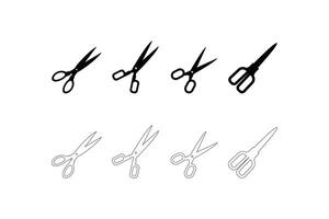 Comprehensive Collection of Black Scissors Silhouettes and Outline Designs Featuring Various Styles and Shapes on a Clean White Background vector