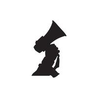 Silhouette of Man Using Megaphone Bold Communication Icon on Transparent Background vector