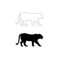 One Line Leopard and Jaguar Silhouette Illustration Modern Continuous Line Drawing of Wild Cat for Hunter Team Logo, Sports Mascot, and Animal Identity Design in Outline and Silhouette Style vector