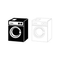 Comprehensive Washing Machine Icon and Silhouette Set Outline Collection of Modern Home Appliances for Web Design Print and Digital Media on White Background vector