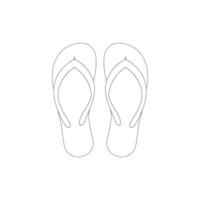 Flip Flops Outline Icon Illustration Featuring Simple Contour Line Drawing of Sandals and Slippers Isolated on White Background vector
