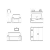 Furniture Store Linear Icon Set Home Furnishings and Interior Design Symbols in Minimal Outline Style, Isolated Illustration with Editable Strokes vector