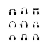Extensive Set of Headphones and Earphones Icons Featuring Silhouette Designs for Web Applications and Multimedia Projects on White Background vector
