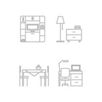 Modern Furniture Store Linear Icon Set Minimalist Collection of Home Furnishing and Interior Design Symbols with Editable Stroke Isolated on White Background vector
