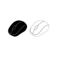 Computer Mouse Icon Set Flat Outline and Silhouette Logo Template for Apps, Websites, and UI Design Featuring Contour Symbols Isolated on White Background EPS 10 vector
