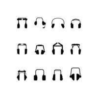 Full Silhouette Icon Set of Headphones and Earphones Designed for Web Design, Mobile Applications, and Multimedia Projects on White Background vector