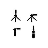 Selfie Stick with Smartphone Icon Set Silhouettes and Symbols of Monopod Devices for Photography, Social Media, and Mobile Accessories Design on White Background vector