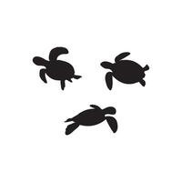 Comprehensive Turtle Silhouette Collection Perfect for Logos, Tattoos, Stickers, and Creative Design Projects Featuring Sea and Land Turtle Graphics in Bold Black on White Background vector