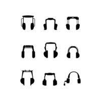 Comprehensive Headphones and Earphones Icon Set Silhouette Collection for Web Design and Digital Media Applications on White Background vector