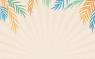 summer retro background design illustration with colorful palm leaves vector