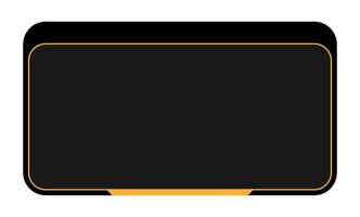 Futuristic Black Panel with Orange Highlights. Minimal Tech Interface Element in Dark Mode Style. SciFi HUD Frame with Sleek Orange Border. vector