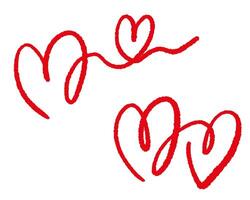 Set of hand drawn red hearts in outline style. Use for love themed graphics, romantic cards, digital scrapbooking vector