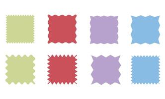 Collection of square silhouette shapes with zigzag and wavy edges. Decorative frame and sticker set perfect for labels, tags, badges, scrapbooking vector