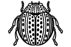 detailed ladybug illustration with black and white dotted pattern in symmetrical design vector