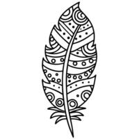 Decorative feather illustration with intricate patterns for coloring and art projects vector