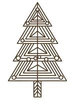 Geometric christmas tree design with circles and triangles in minimalist brown outline vector