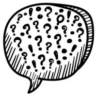 speech bubble with question marks for concept of curiosity and inquiry vector
