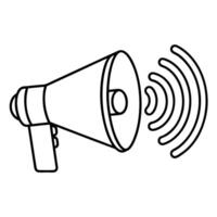 Megaphone icon with sound waves symbolizing communication and broadcasting vector
