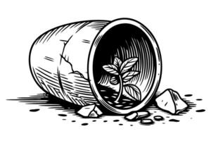resilience and growth seedling emerging from a broken pot symbolizing hope and renewal vector