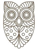 Intricate owl coloring page design with abstract patterns and circular detailing vector