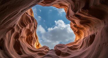 A view of the sky through a canyon photo
