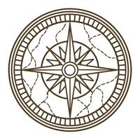 intricate compass rose design in brown illustration art, symbolizing direction and exploration vector